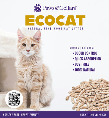 ECOCAT Natural Cat Litter, Eco-Friendly Wood Pellets, Safe For Cats & Kittens