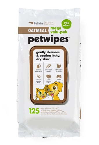 Oatmeal Mega Valu-Pak Petwipes (125Wipes)