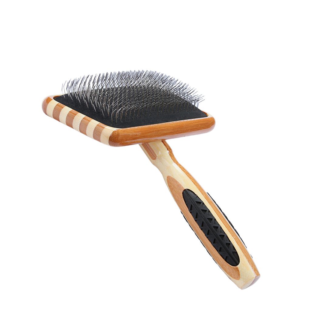 Soft Slicker Bamboo Handle Hair Brush For Cats Dogs