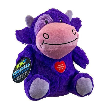 Hero Chuckles 2.0 Cow dog toy is new fun, funky, colorful, soft, cozy with unique patented Chatterbox, 3 in 1 squeaker.