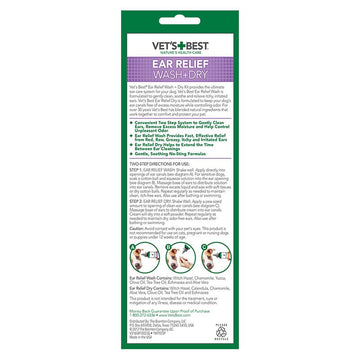 Ear Relief Wash + Dry Combo (2-Pack) For Dogs Pet Supplies Vet's Best