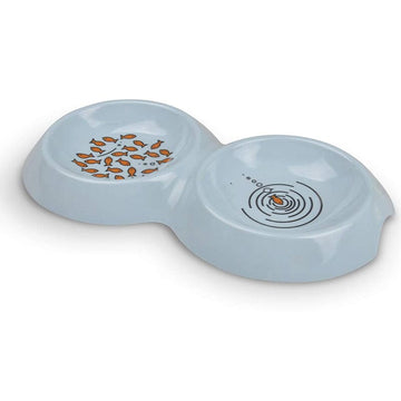 Van Ness Ecoware Small Double Dish for Cats Made from degradable, renewable, sustainable 47% bamboo plant Material.