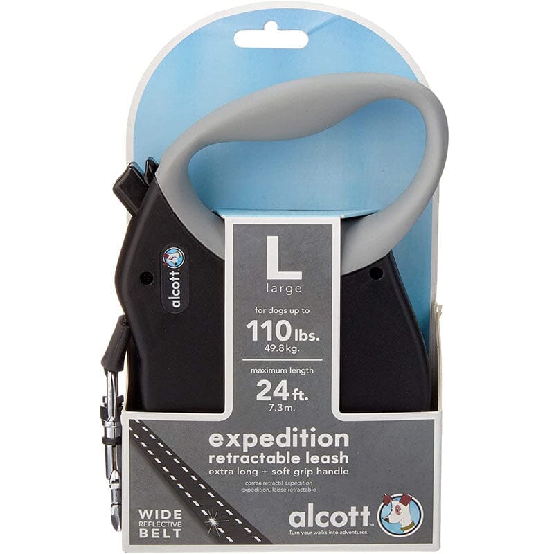 Alcott Expedition Retractable Leash 24 Feet, 7.3 Meter with Reflective Stitching in Matching Belt Color.