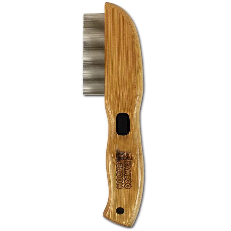 Bamboo Groom Flea Comb with 77 Rotating Pins Suitable For Pets of All Sizes.
