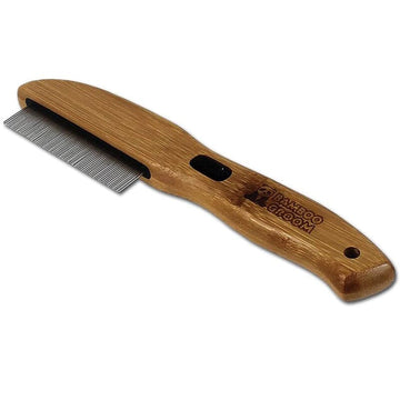 Bamboo Groom Flea Comb with 77 Rotating Pins For Pets Can be used to distribute flea powders & sprays evenly throughout coat.
