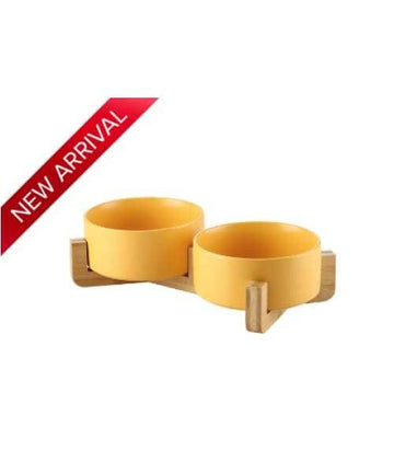 Japanese Raised Feeding Double Bowls For Cats & Dogs