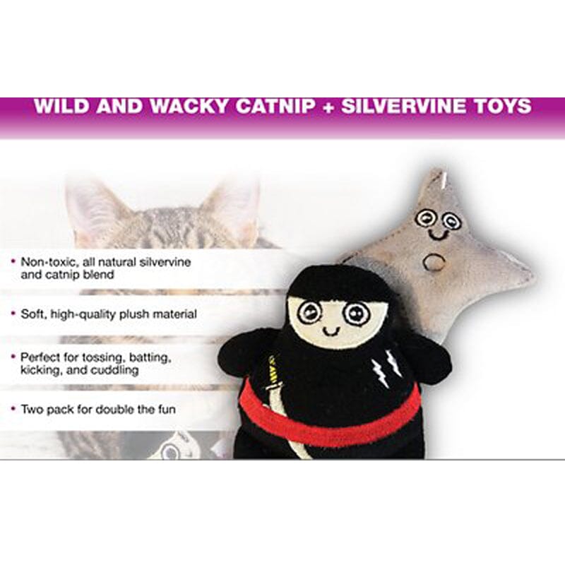 Mad Cat wild and wacky Ninth Life Ninja cat toy pack has 2 toys Ninja and Shuriken to double fun for cat & their owners both.