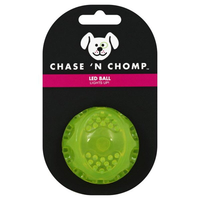 Small LED Ball Dog Toy By Chase 'N Chomp Promotes healthy teeth and gums.