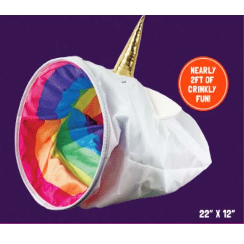 Mad Cat Unicorn Crinkle Play Sack Catnip & Silvervine Cat Toy is nearly 2 feet of fun.Come with Catnip to get party started. 