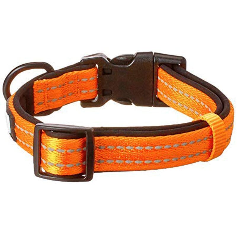 Alcott USA Visibility Reflective & Soft Neoprene Padded Dog  nylon Collars Orange & Yellow to choose from.