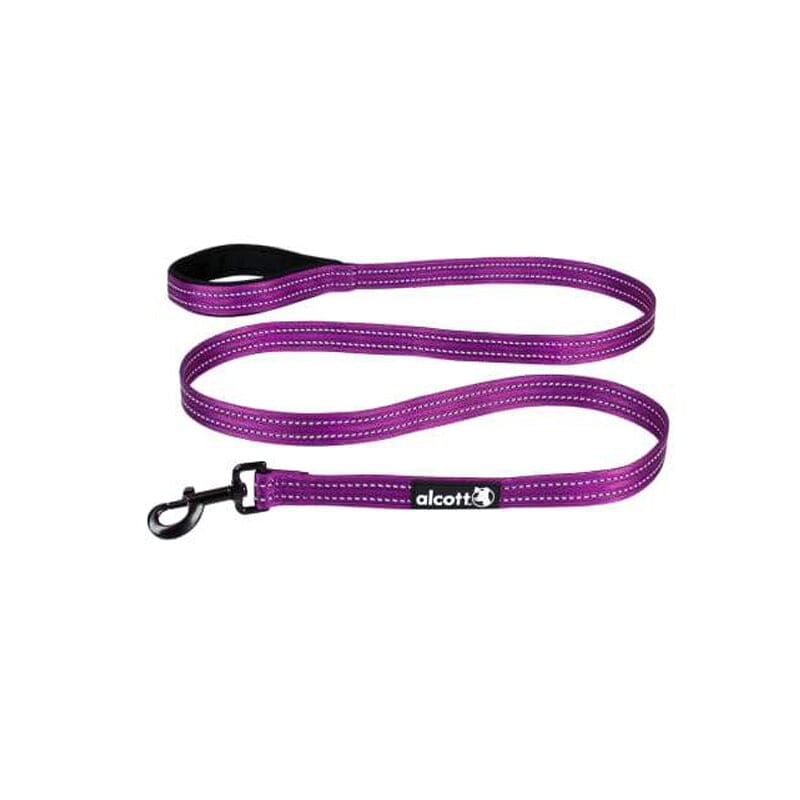 alcott Weekender Long Soft Grip Leash with Reflective Stitching - Purple.