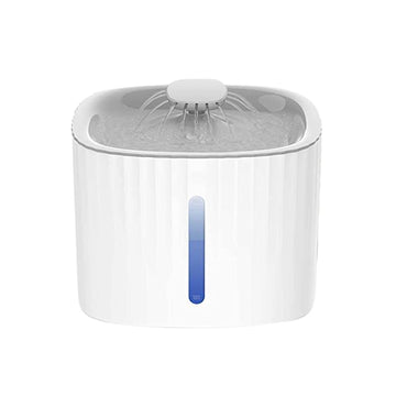 White water fountain with a blue light on a white background