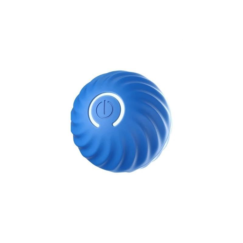 Blue ball-shaped device with a power symbol on a white background