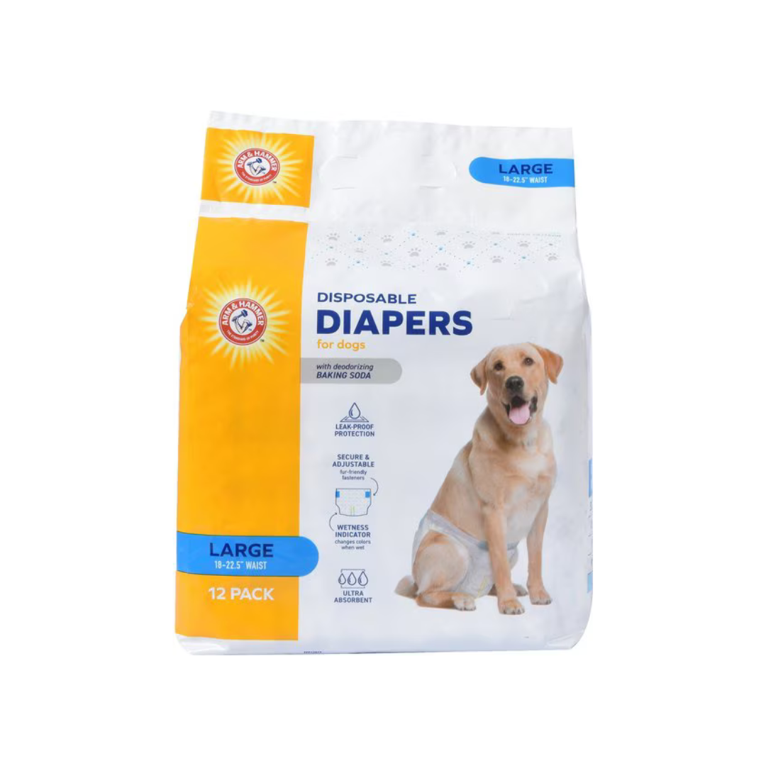 Arm & Hammer Disposable Dog Diapers-12 Pack-large