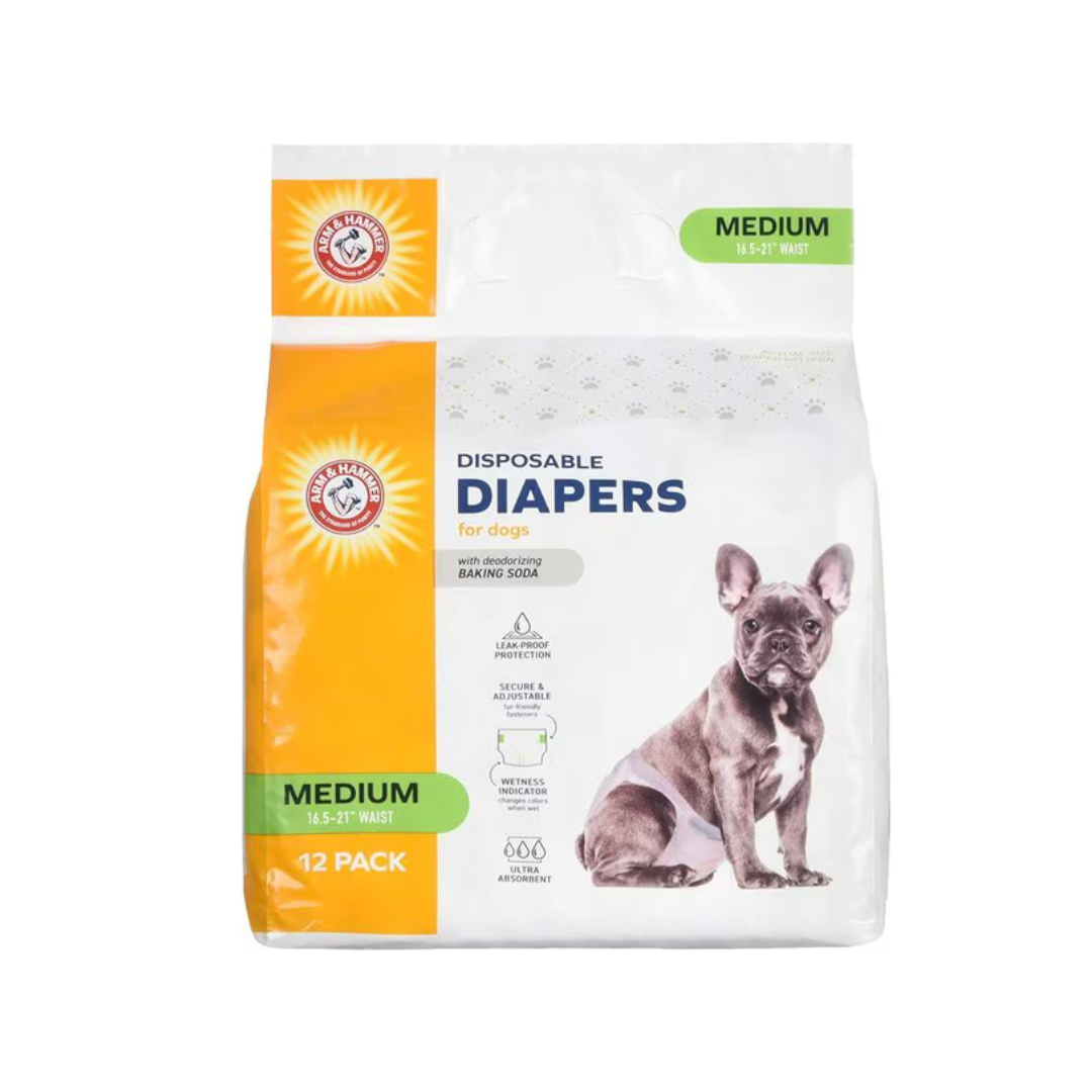 Arm & Hammer Disposable Dog Diapers-12 Pack-medium