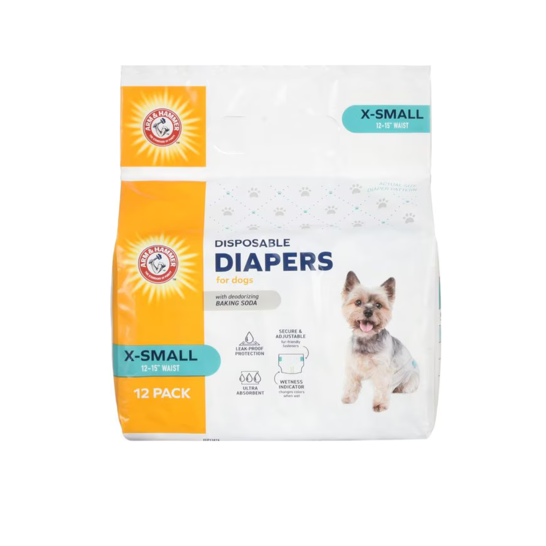 Arm & Hammer Disposable Dog Diapers-12 Pack-xsmall