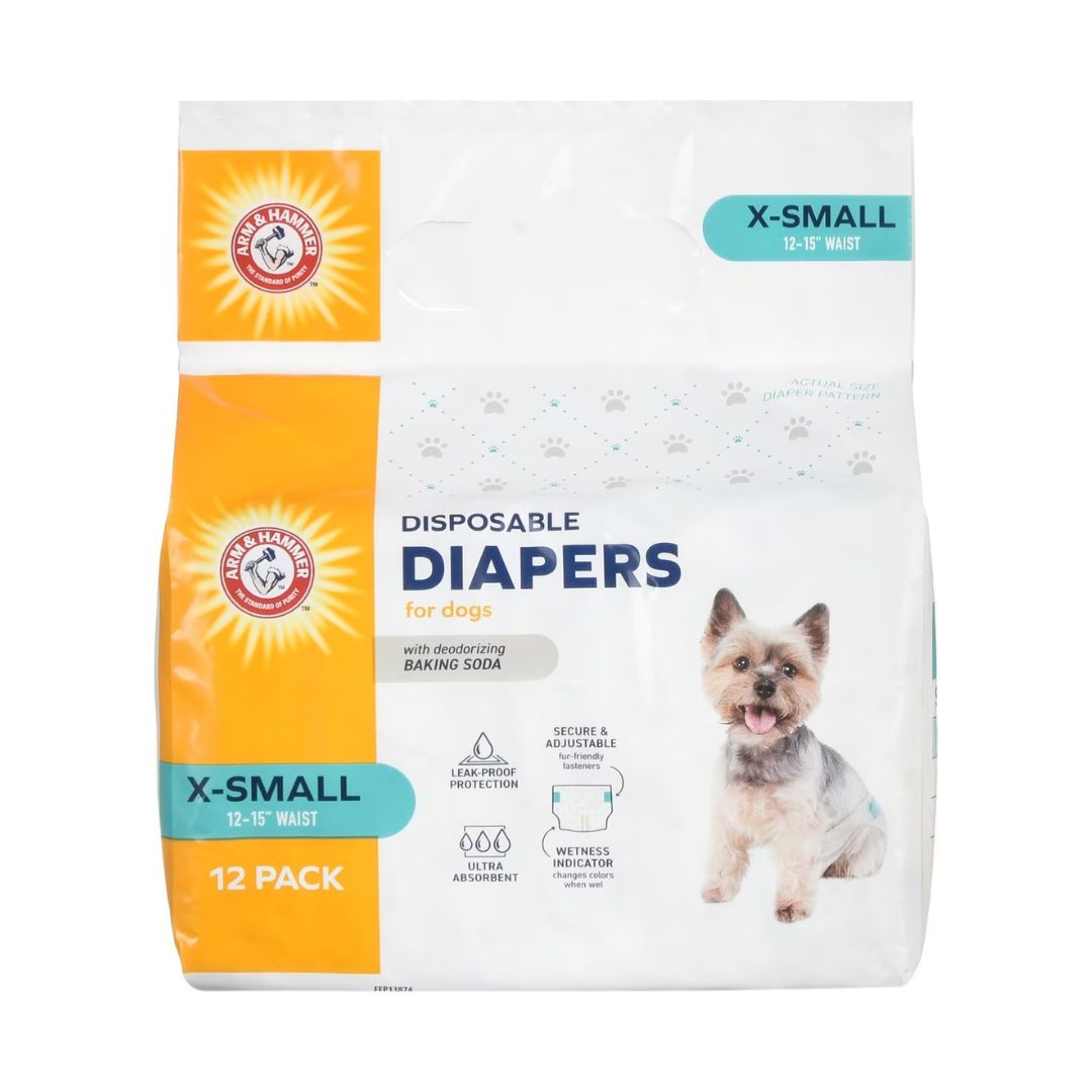 Arm & Hammer Disposable Dog Diapers-12 Pack xs