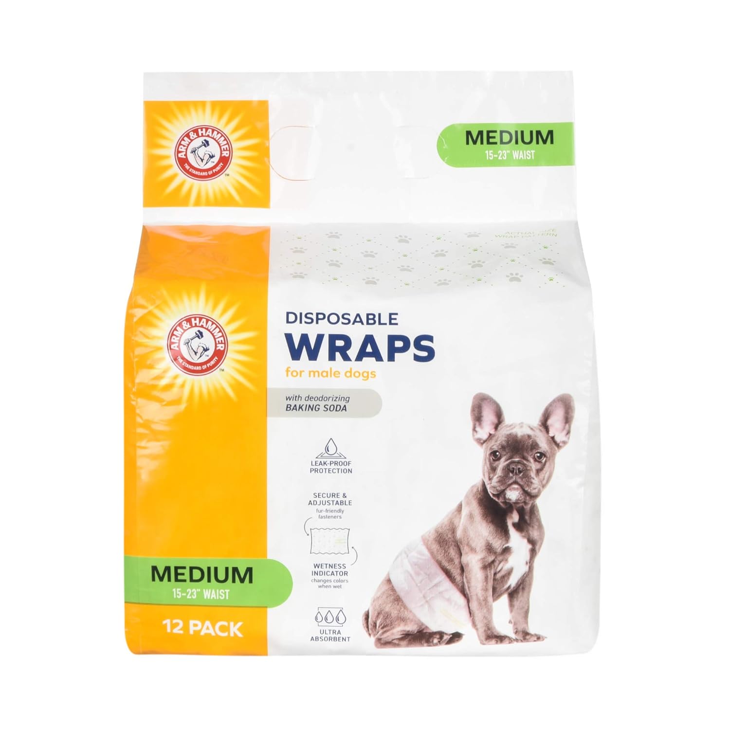 Arm & Hammer Disposable Male Dog Wraps-m