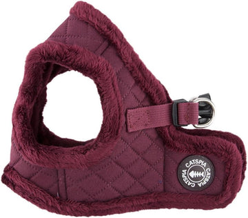 Maroon quilted dog chest harness with puppia logo