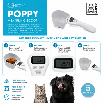 M-PETS Poppy Digital Measuring Scoop for Dogs & Cats | Pet Food Portion Control