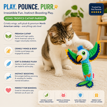KONG Tropics Catnip Parrot Toy for Cats | Crinkle & Batting Interactive Cat Toy