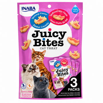 Inaba Juicy Bites Cat Treat – Shrimp & Seafood Mix Flavor, Soft Moist Cat Treats with Tuna Filling, 3 x 11.3g (33.9g)