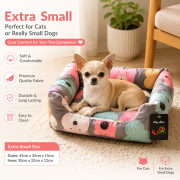 Pets Extra Small Pet Bed for Cats & Tiny Dogs | Ultra Soft Washable Cushion Bed | Cozy Puppy & Kitten Bed | 19 x 15 in (Outer), Grey Bear Print