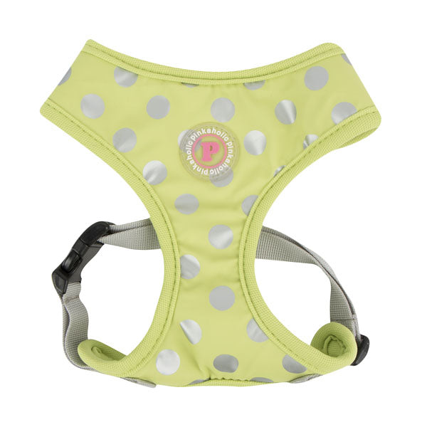Dog harness with polka dot pattern 