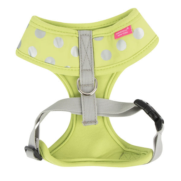 Dog harness with polka dot pattern 