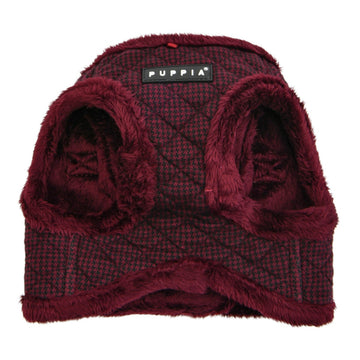 Wine pet harness with plush texture and Puppia logo 