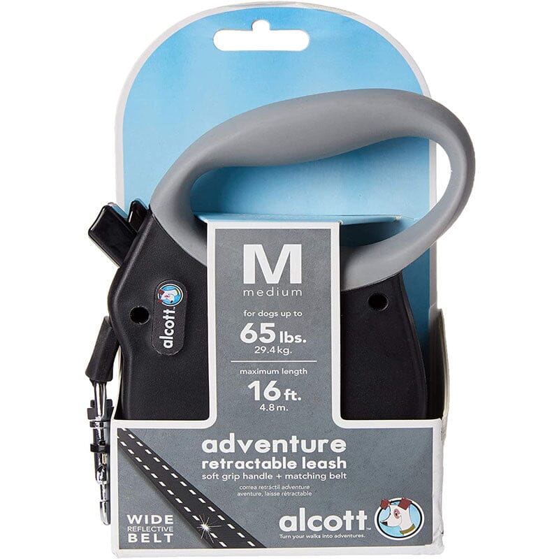 Alcott Adventure Retractable Leash with Reflective Stitching in Matching Belt Color.