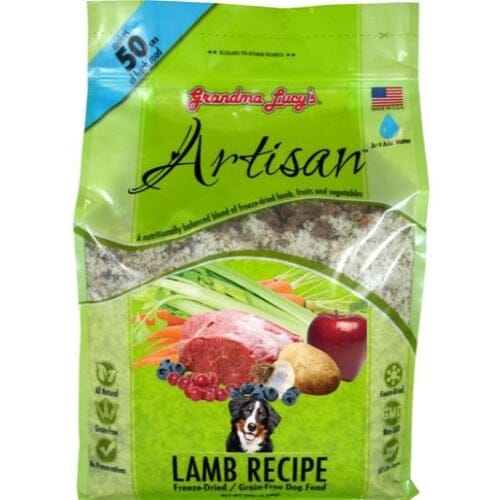 Grandma Lucy's Artisan Lamb Dog Food is available in 10 lb (4.5 Kg) Bag which makes 50 lb (23 kg) fresh Food.