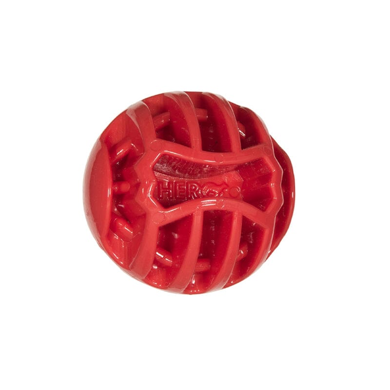 Hero USA Small 2-inch Red Ball toy has convenient cut outs for dogs to pick it up easily & to insert treats.