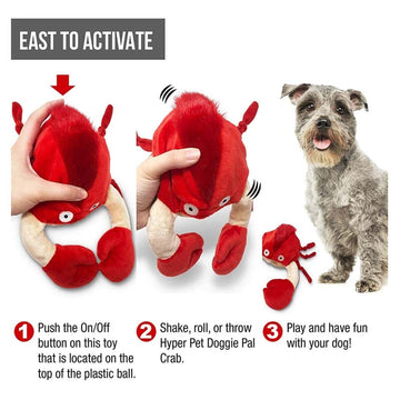 Battery operated Hyper Pet Doggie Pal-Crab Toy for dogs interactive, squeaky dog toy is wiggles, vibrates & barks.