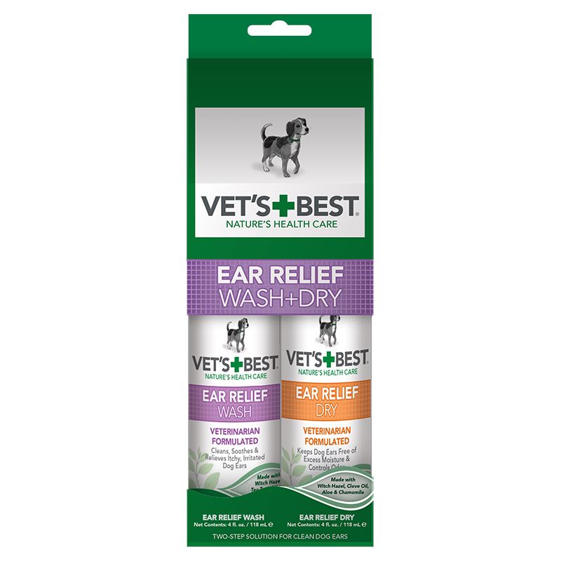 Ear Relief Wash + Dry Combo (2-Pack) For Dogs Pet Supplies Vet's Best Dog Ear Care Kit (Ear Relief Wash + Dry Combo) 4 fl oz Wash + 2 oz Dry 