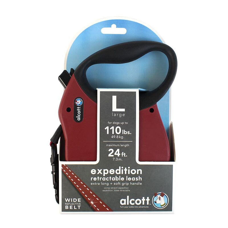 Alcott Expedition Retractable Leash available in small/medium & large sizes depends on pet sizing.