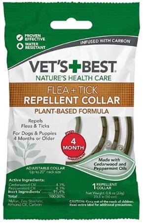 Vet's Best Flea & Tick Repellent Collar is specially designed for dogs & free of Phthalates & PVC.