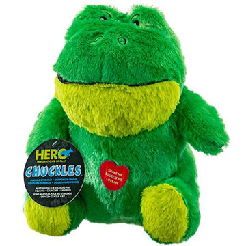 Hero Chuckles Frog Plush dog Toy is Soft, Cozy, Durable made with plush material with Chatter Box.