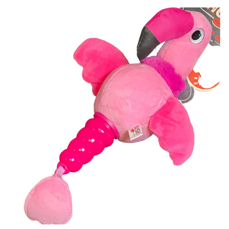 Mega Mutt Hush Plush Large Flamingo dog toy, Switch squeaker ON for loud, raucous fun or turn it OFF for gentle, quiet play.