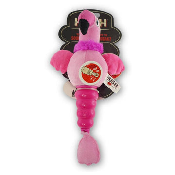 Mega Mutt Hush Plush Large Flamingo dog toys are designed with a unique "ON/OFF switch" that gives pets more ways to play!