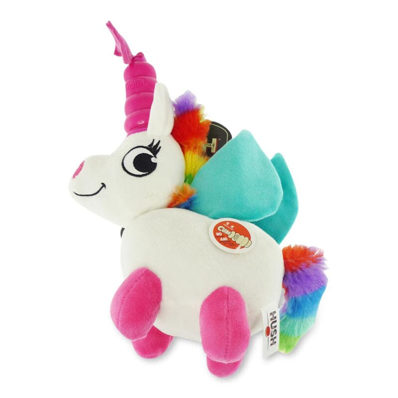 Mega Mutt Hush Plush Large Unicorn Dog Toy designed with On-Off squeaker allows you the pet parent to control squeaker noise.