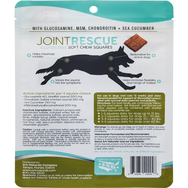 Ark Naturals Joint Rescue Lamb Jerky Chicken-Free Dog Treats helps increase flexibility, range of motion and joint comfort.