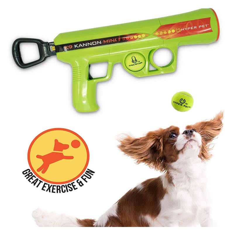 Hyper Pet K9 Kannon K2 Mini-Tennis Ball Launcher is an interactive dog toy launches mini-tennis balls for dogs to fetch,play.