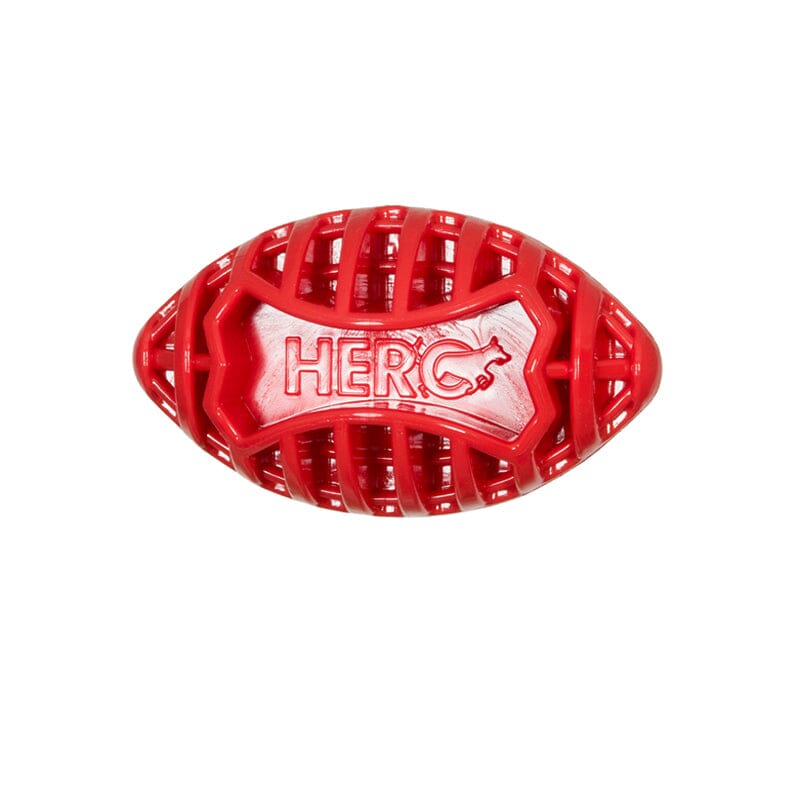 Hero USA Foot Ball Medium 5-inch Red Ball is made up of durable soft rubber & have textured to hold treats for hours of fun.