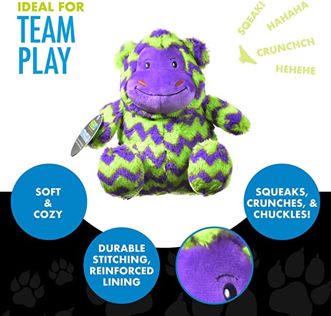 Chuckles dog toys include Hero's Patented innovative 3-in-1 Chatterbox, a unique device.