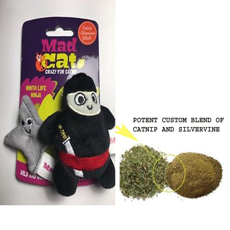 Mad Cat Ninth Life Ninja Cat Toy filled with combo of premium CATNIP, SILVERVINE that's maximum potency, pesticide-free. 