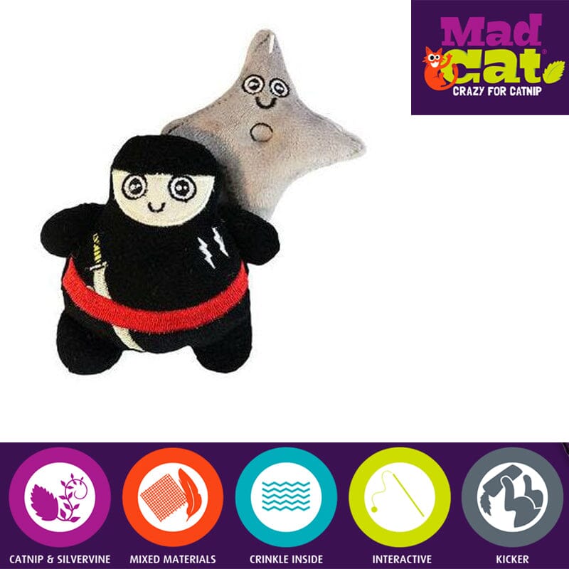 Mad Cat Ninth Life Ninja Cat Toy is filled with a custom blend of tempting catnip, silvervine for twice cat attractants.