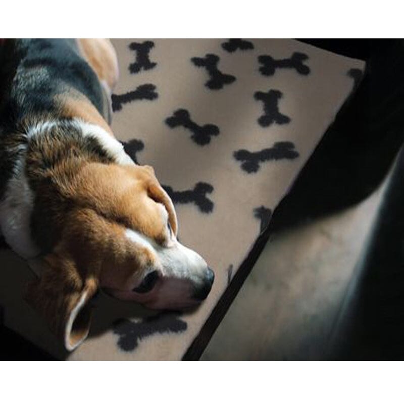 Van Ness DRI-FLEECE Pet Mat Looks fashionable with Bone Pattern Design & Tan Color. For small & medium dogs, cats.
