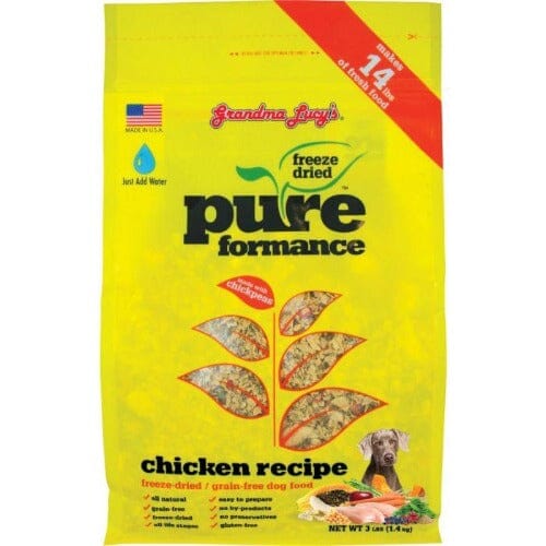 3lb(1.4kg)Grandma Lucy’s Pureformance Chicken Bag makes 14lb(6.8 kg) of Fresh Food.