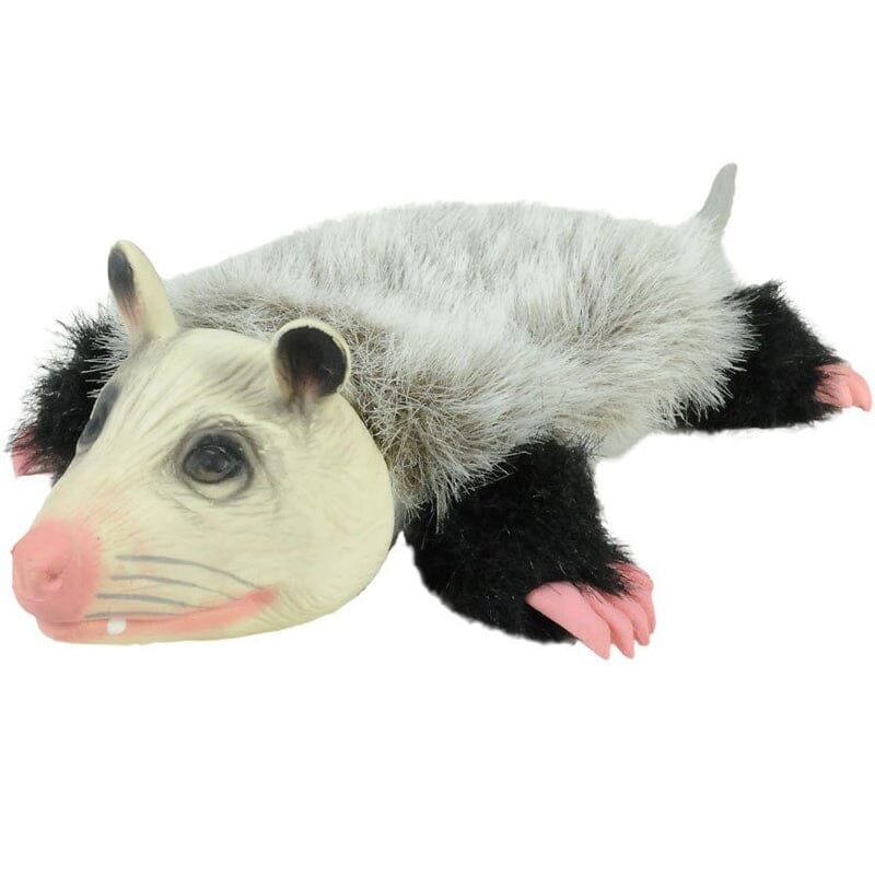 Hyper Pet Real Skinz Opossum Plush Dog Toy made with Polyester Plush Shell; Latex Head / Feet / Tail.